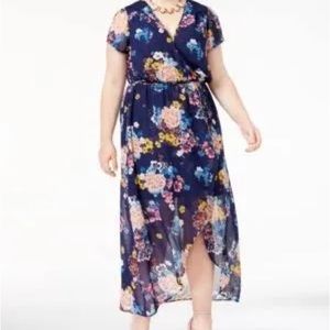 Love Squared Navy Floral High Low Dress